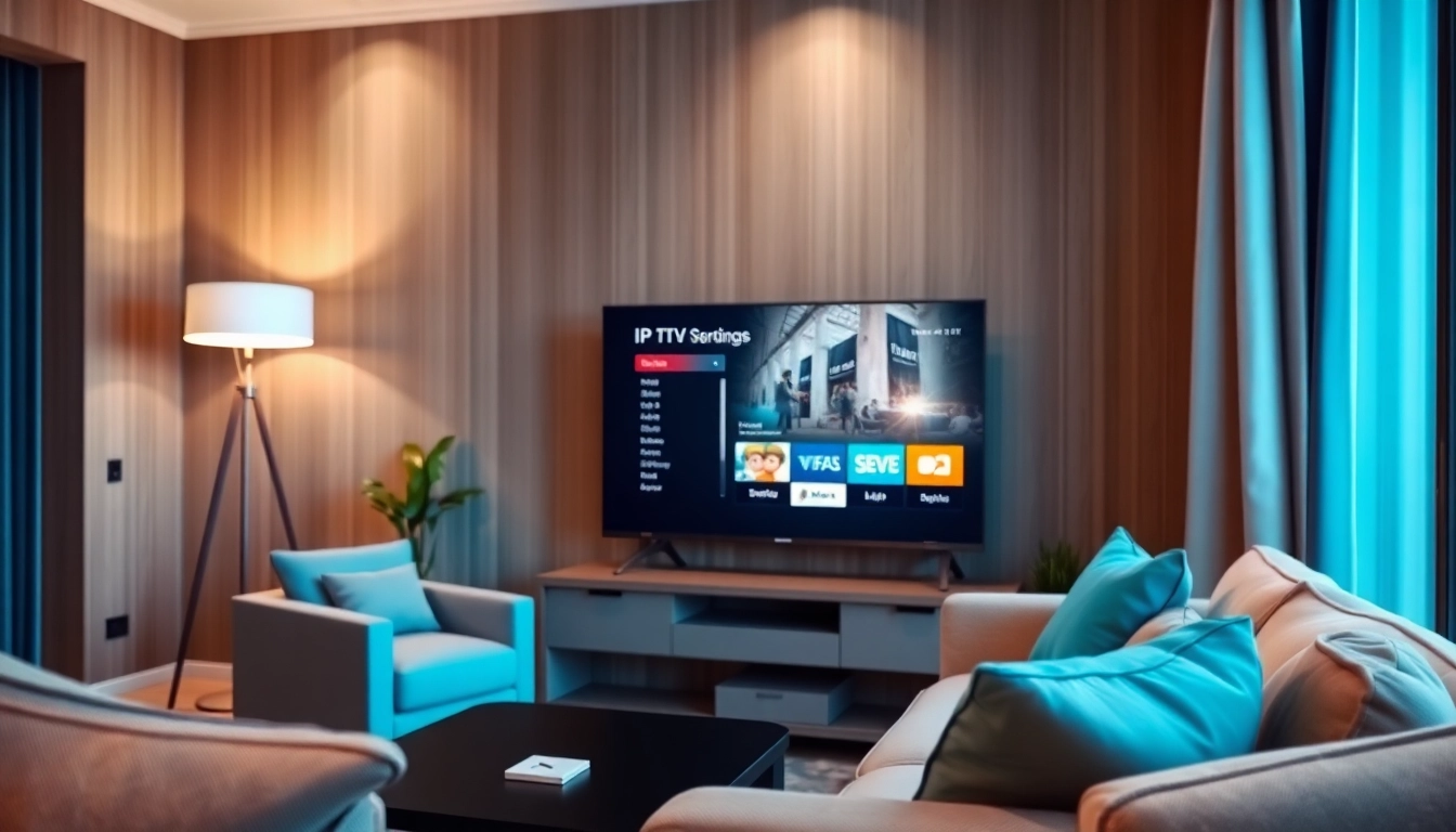 Découvrez des offres d'abonnement iptv 12 mois smart tv dans un salon moderne et accueillant.