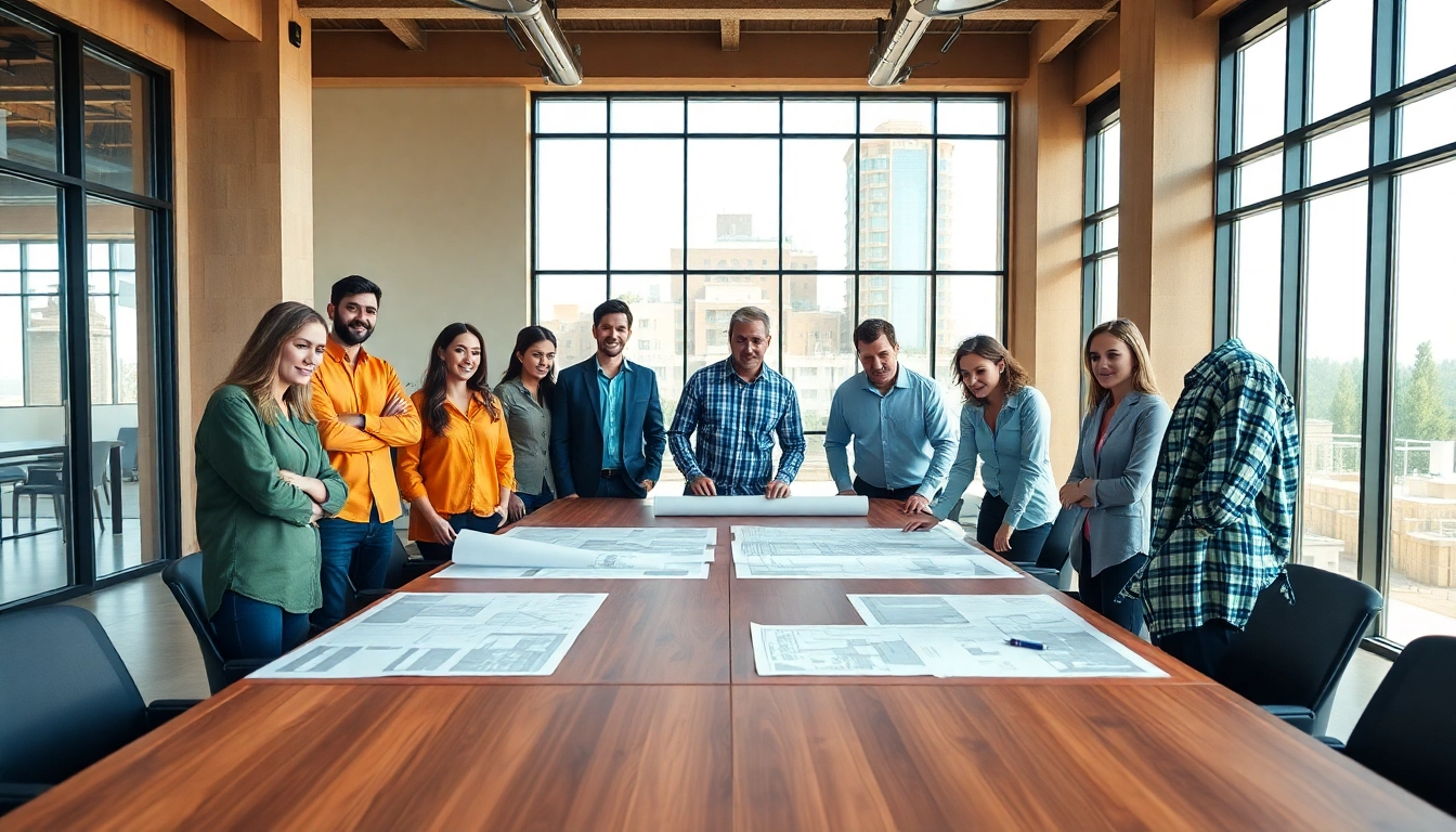 Team strategizing at a meeting, representing the southern california contractors association in a modern setting.