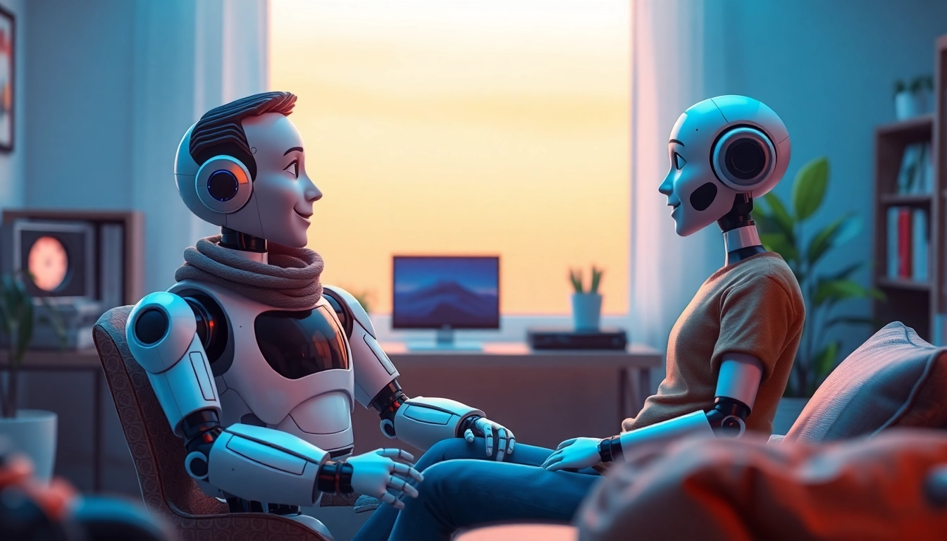 Engage with your AI companion unlimited in a cozy digital conversation setting.